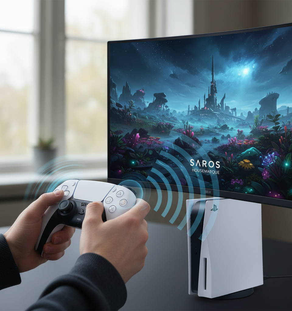 Saros to Propel PS5 Immersion with Advanced DualSense Haptics and 3D Audio — AI-generated illustration