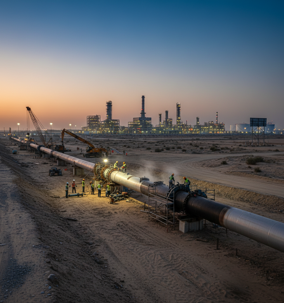 Saudi Aramco Works to Restore Half of Key Oil Pipeline Capacity Within Days — AI-generated illustration