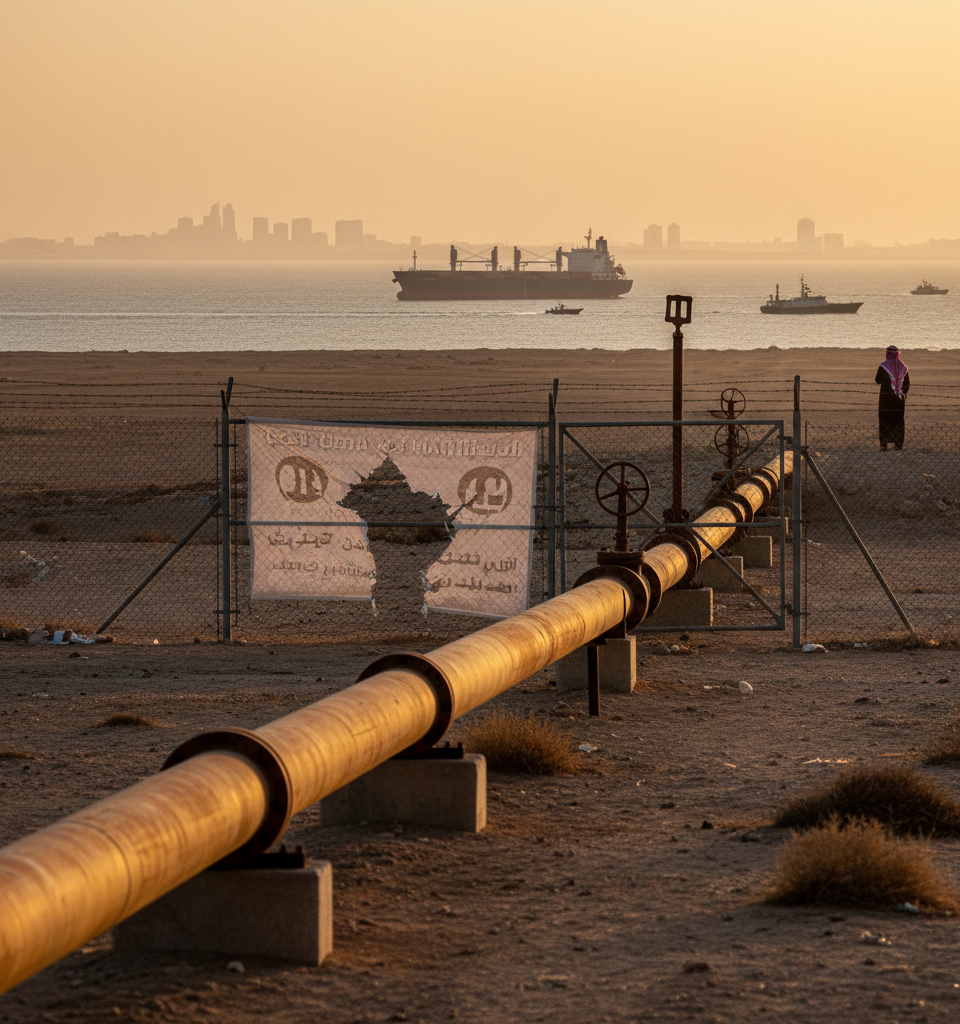 Saudi Pipeline Closure Amid Houthi Red Sea Shipping Escalation — AI-generated illustration