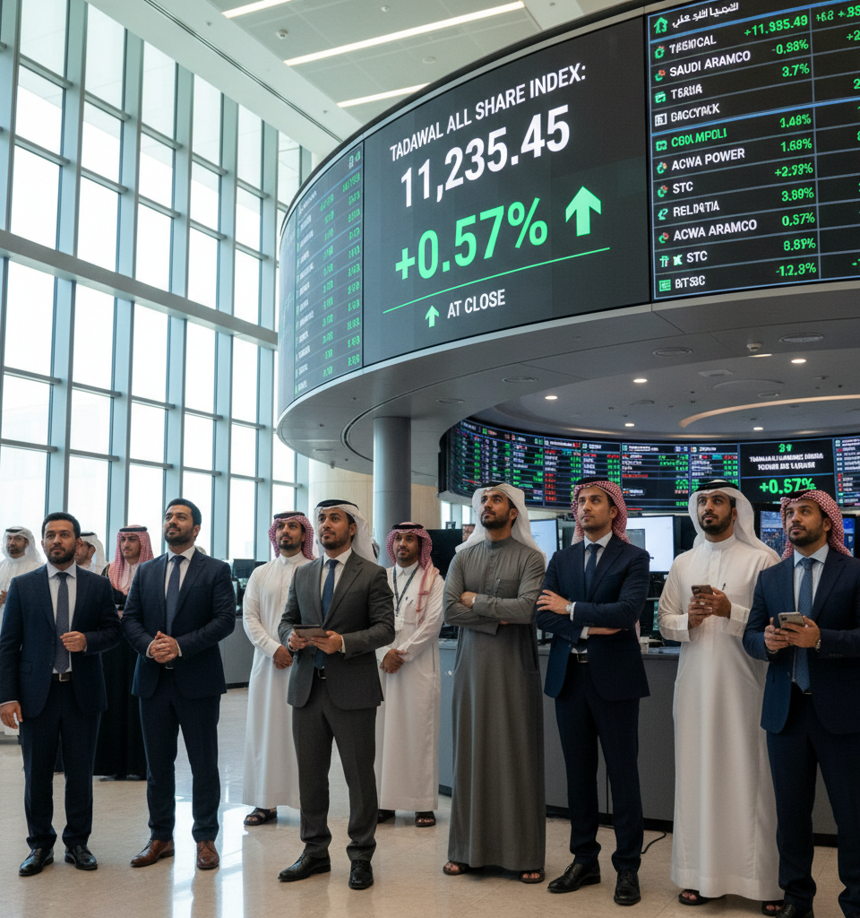 Saudi Stock Market Rises as Tadawul All Share Gains 0.57% at Close — AI-generated illustration