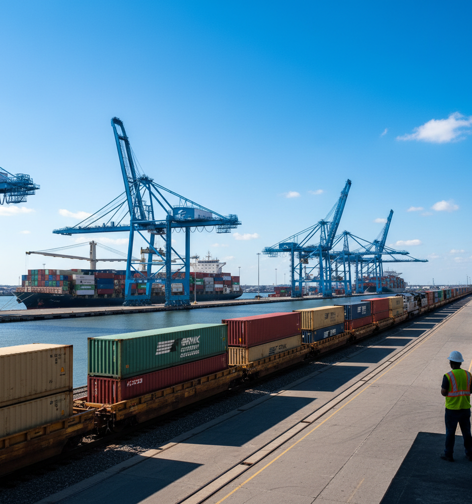 SC Ports and Norfolk Southern Expand Southeast Intermodal Reach to Huntsville — AI-generated illustration