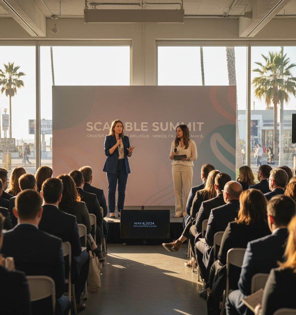 Scalable Summit Ignites Creator Economy Dialogue with Industry Leaders in Venice — AI-generated illustration