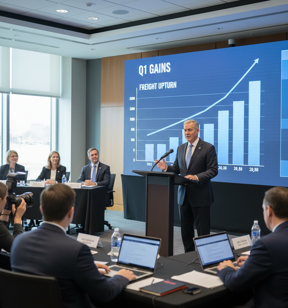 Schneider CEO Sees Freight Upcycle Firmly Taking Hold Amidst Q1 Gains — AI-generated illustration