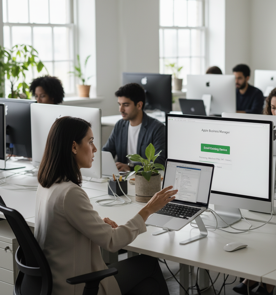 Seamless Mac Integration: Apple Business Manager Now Embraces Existing Devices Without Data Wipes — AI-generated illustration
