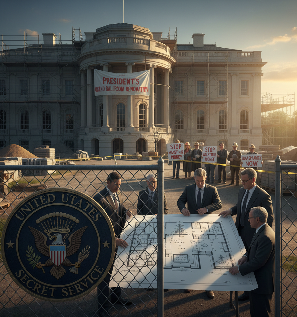 Secret Service Funds Redirected to President's Ballroom Amid Taxpayer Funding Concerns — AI-generated illustration