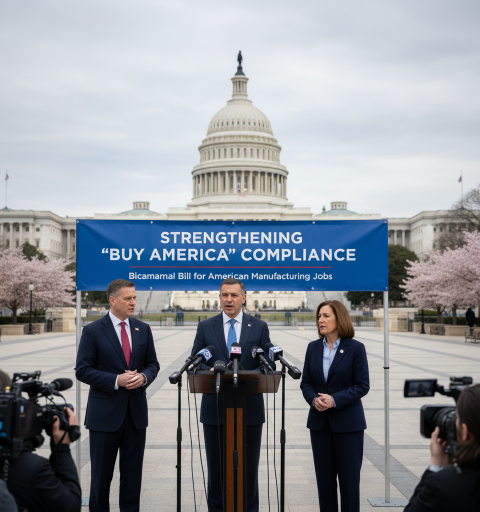 Senators Introduce Bicameral Bill to Bolster 'Buy America' Compliance After FAA Missteps — AI-generated illustration