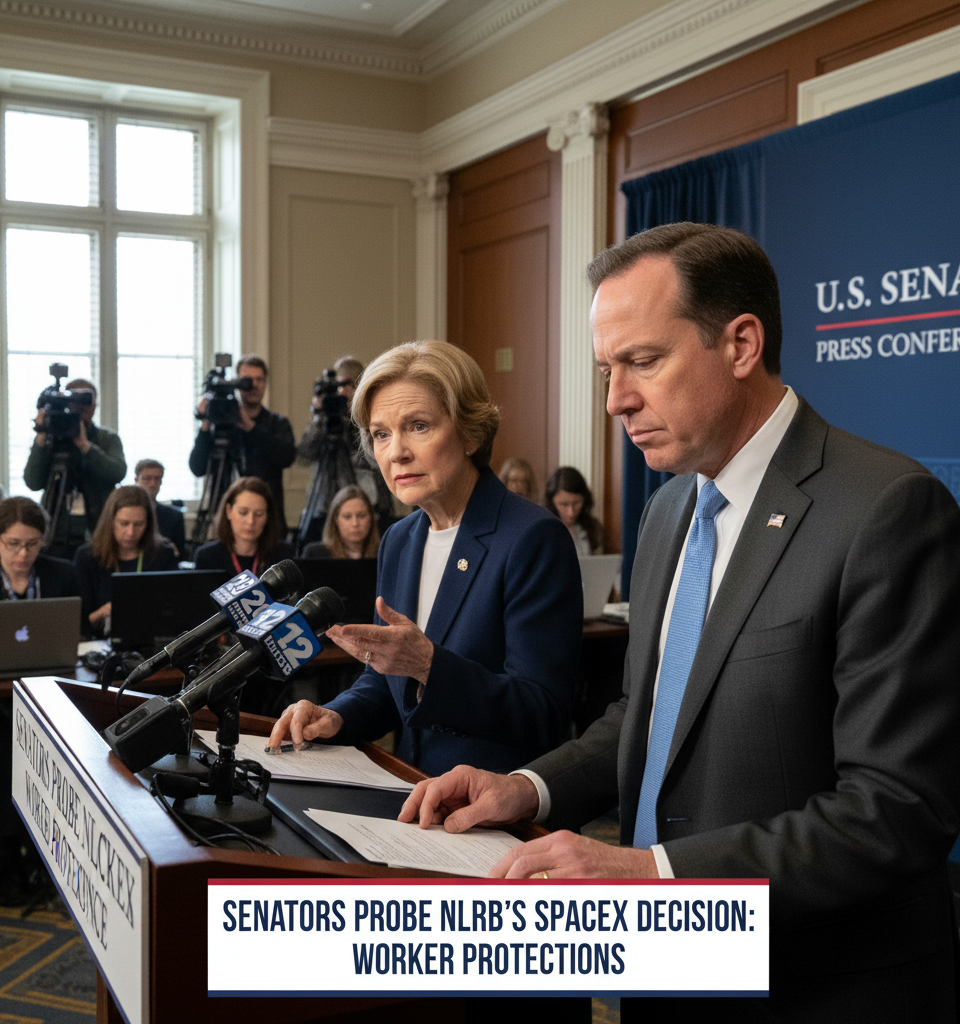 Senators Probe NLRB's SpaceX Decision, Raising Concerns Over Worker Protections — AI-generated illustration