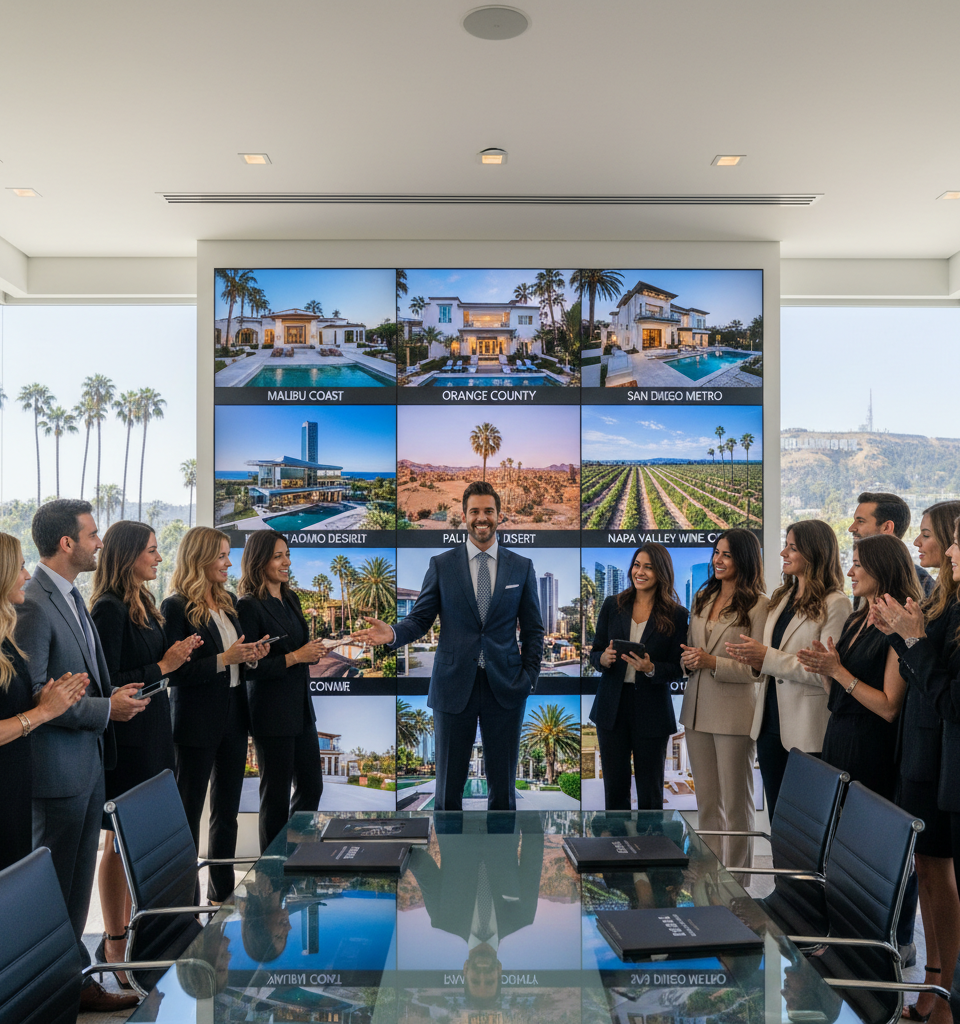 SERHANT. Unleashes Cali Coast Expansion: Luxury Real Estate Disruptor Lands in Five Key Markets — AI-generated illustration