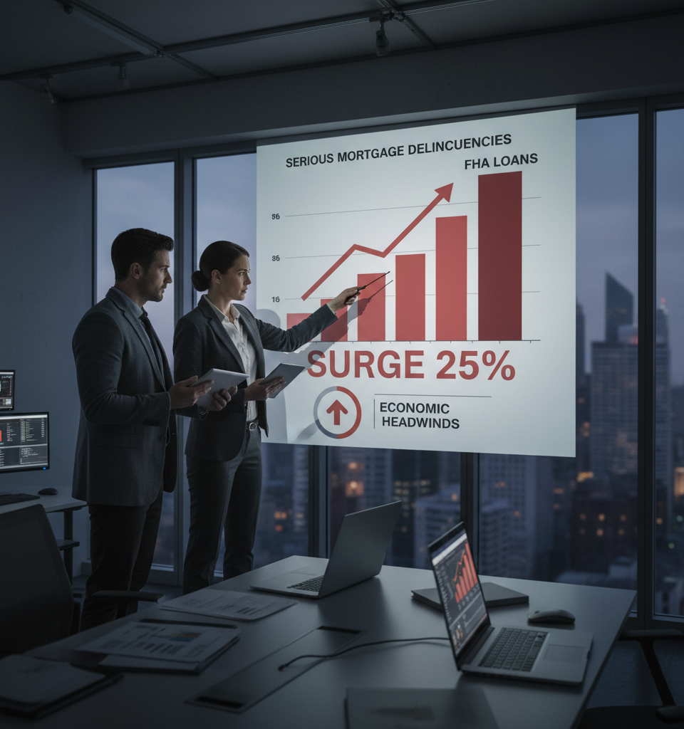 Serious Mortgage Delinquencies Surge 25% Amidst Economic Headwinds, FHA Loans Hit Hardest — AI-generated illustration