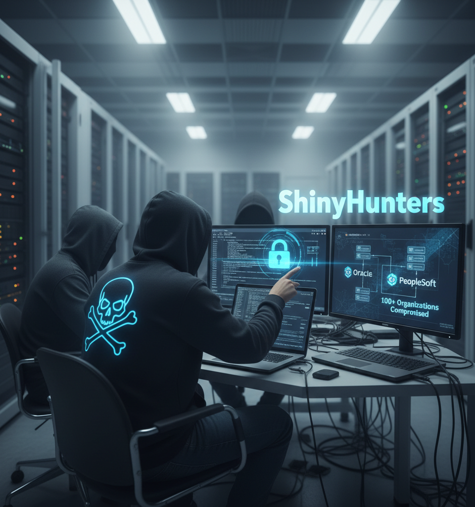 ShinyHunters Claims Oracle PeopleSoft Breach Across Over 100 Organizations — AI-generated illustration