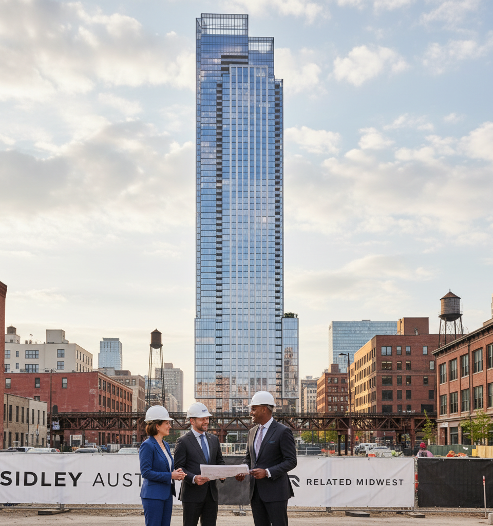 Sidley Austin to Anchor Related Midwest's New Fulton Market Office Tower — AI-generated illustration
