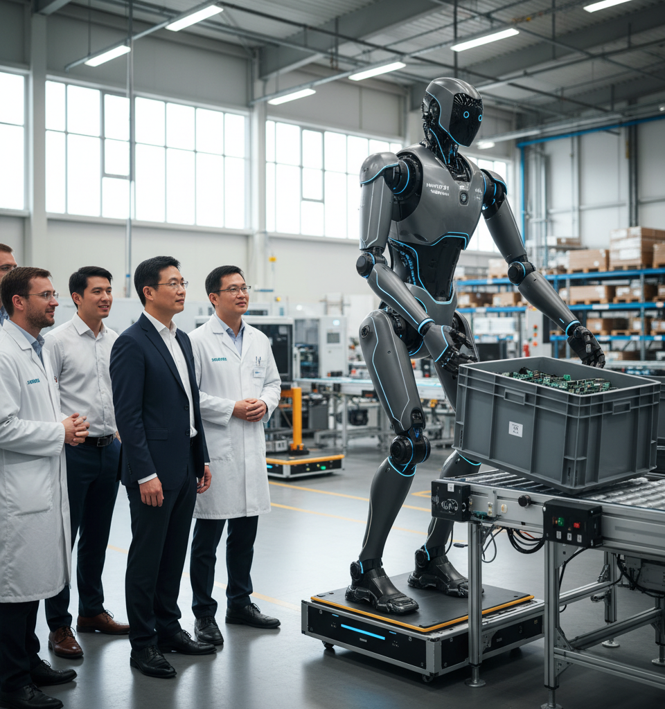 Siemens, NVIDIA, and Humanoid Pioneer AI-Powered Robot Integration in Factory Logistics — AI-generated illustration