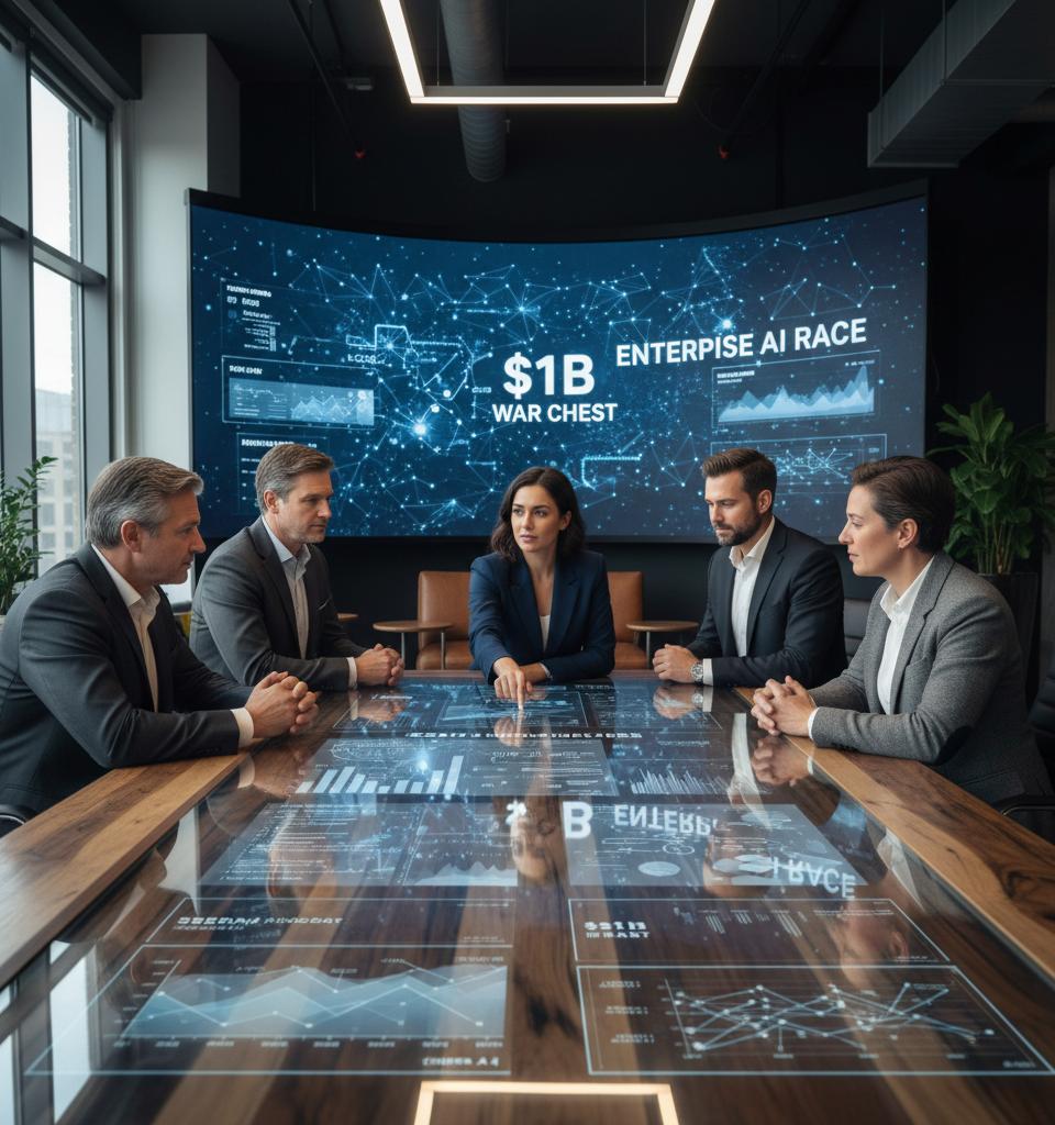 Sierra Secures $950M Funding, Intensifying Enterprise AI Race with $1B War Chest — AI-generated illustration