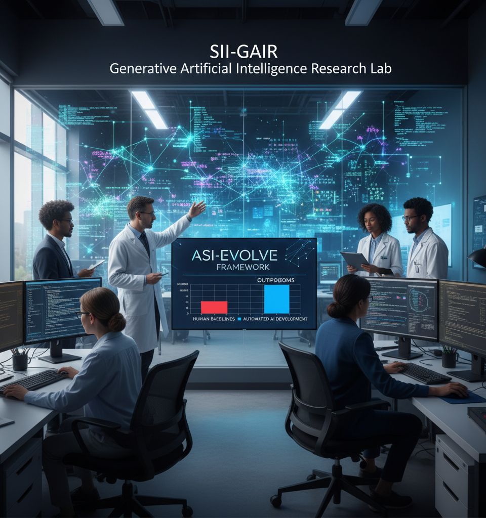 SII-GAIR's ASI-EVOLVE: Automating AI Development Outperforms Human Baselines — AI-generated illustration
