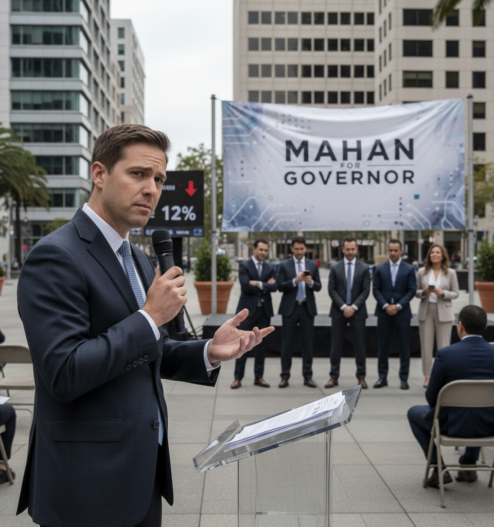 Silicon Valley's $25 Million Bet: Tech Darling's Governorship Bid Falters Amid Low Poll Numbers — AI-generated illustration