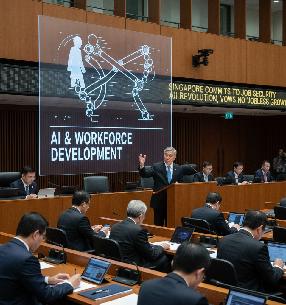 Singapore Commits to Job Security Amidst AI Revolution, Vows No 'Jobless Growth' — AI-generated illustration