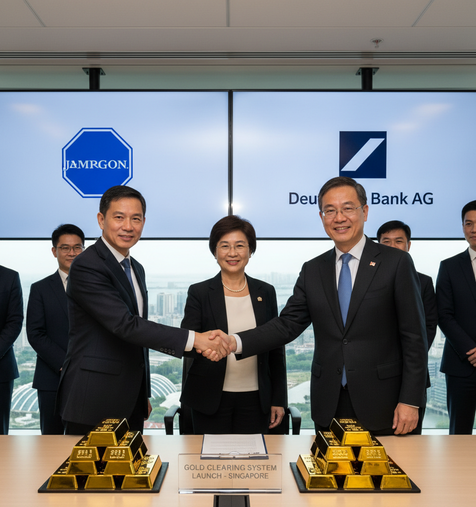 Singapore Set to Launch Gold Clearing System with JPMorgan, Deutsche Bank participation — AI-generated illustration