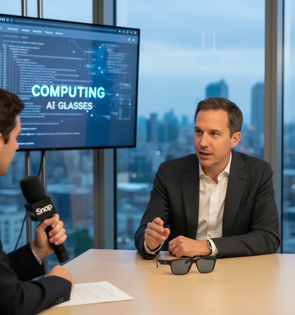 Snap CEO Signals New Direction for Headworn Devices: 'Computing,' Not Just 'AI Glasses' — AI-generated illustration