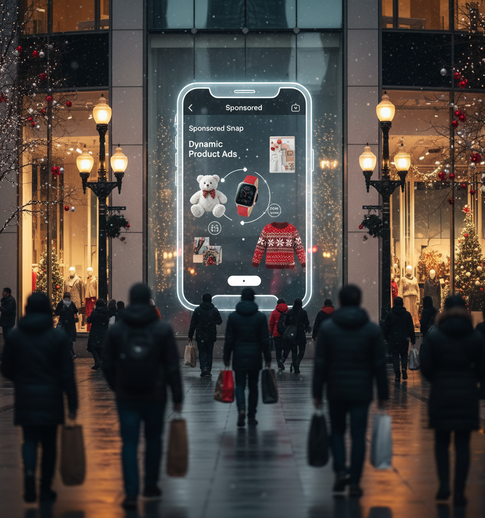 Snapchat Extends Dynamic Product Ads to Sponsored Snaps Ahead of Holiday Season — AI-generated illustration