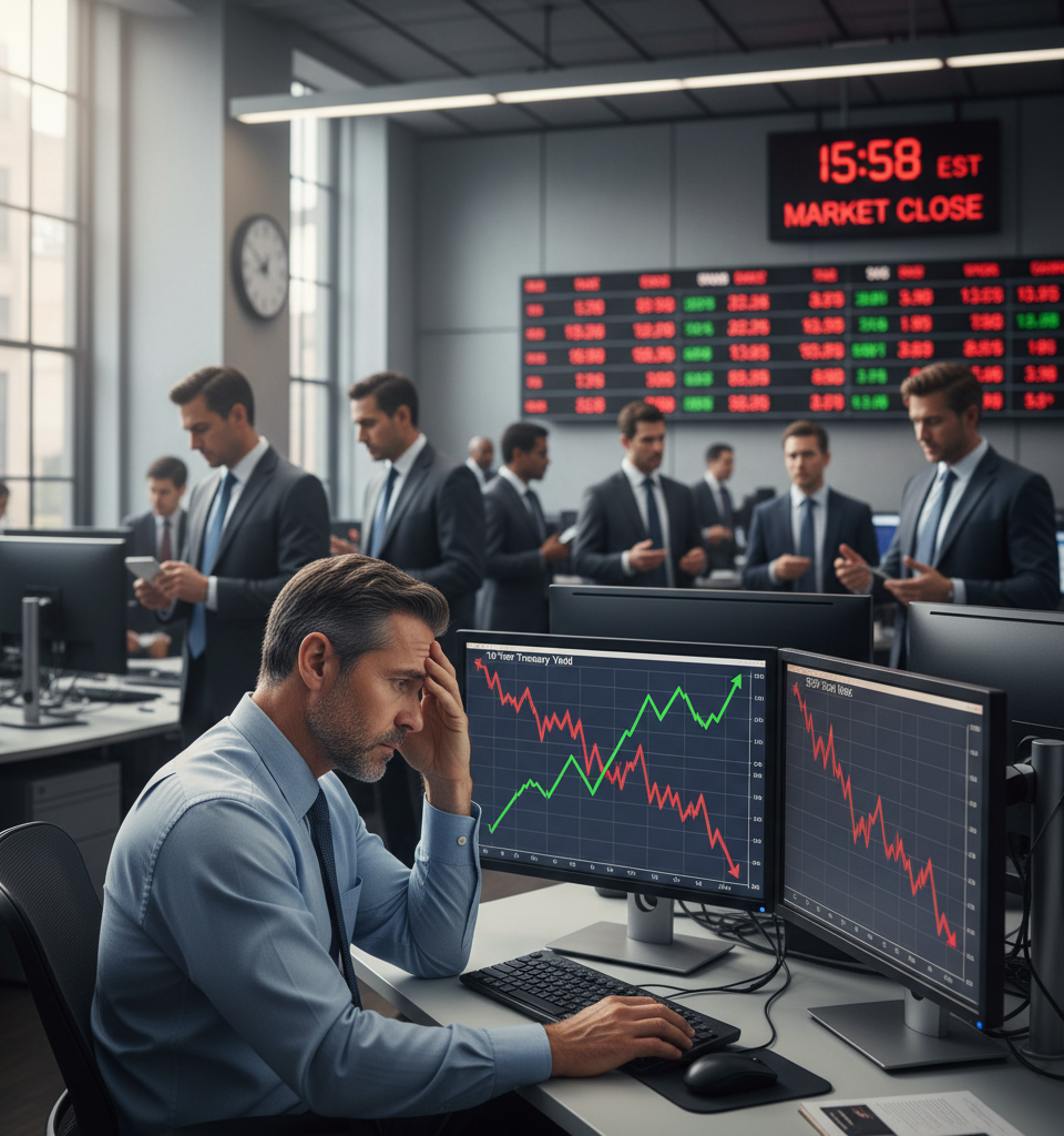 Soaring Bond Yields Threaten Equity Markets, Investors Warn of Unpreparedness — AI-generated illustration
