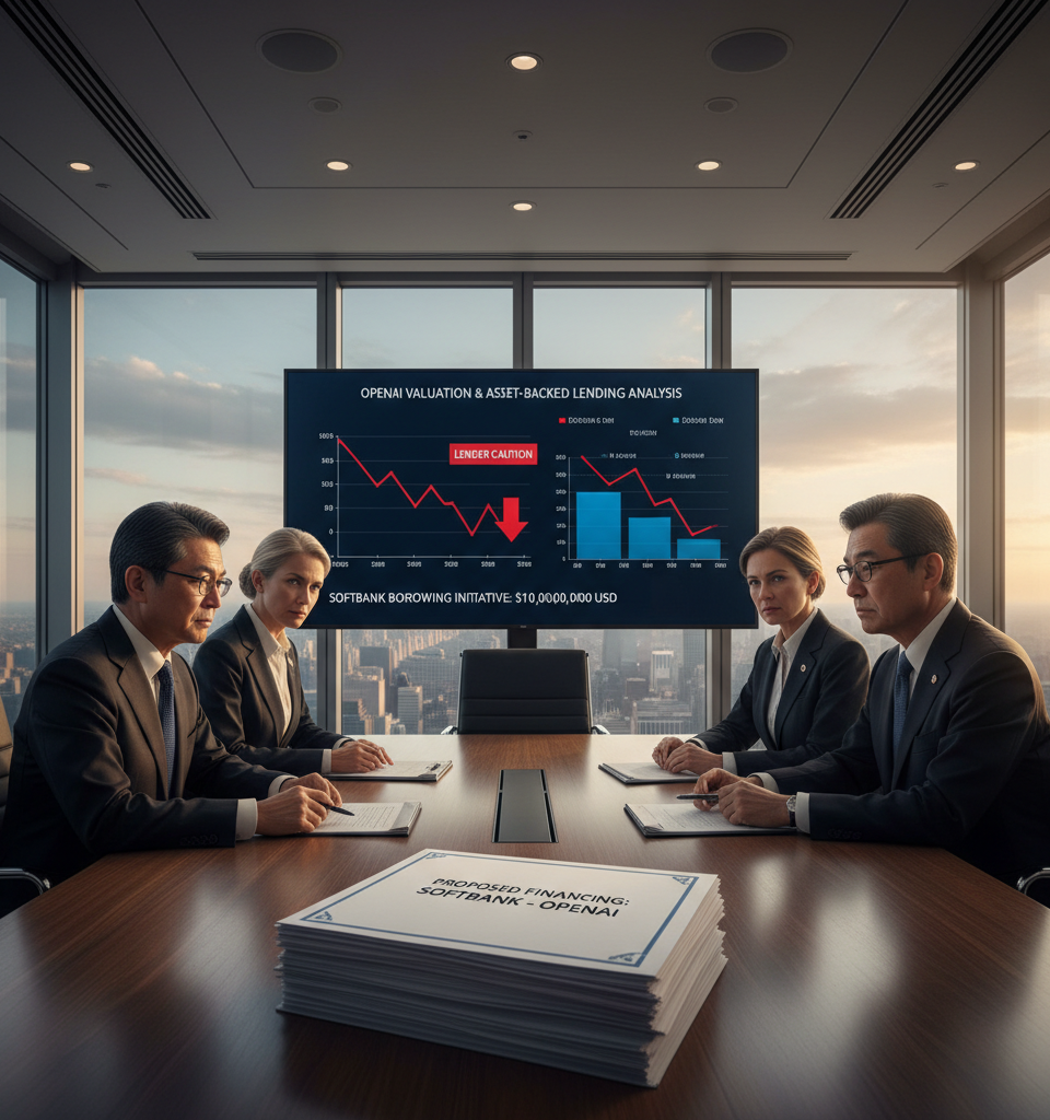 SoftBank Seeks $10 Billion Loan Against OpenAI Stake, Revealing Lender Caution — AI-generated illustration