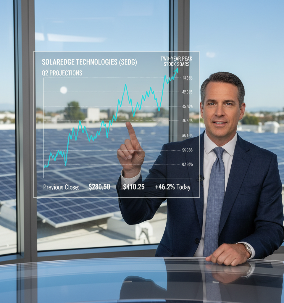 SolarEdge Stock Soars Amid Robust Q2 Projections, Reaching Two-Year Peak — AI-generated illustration