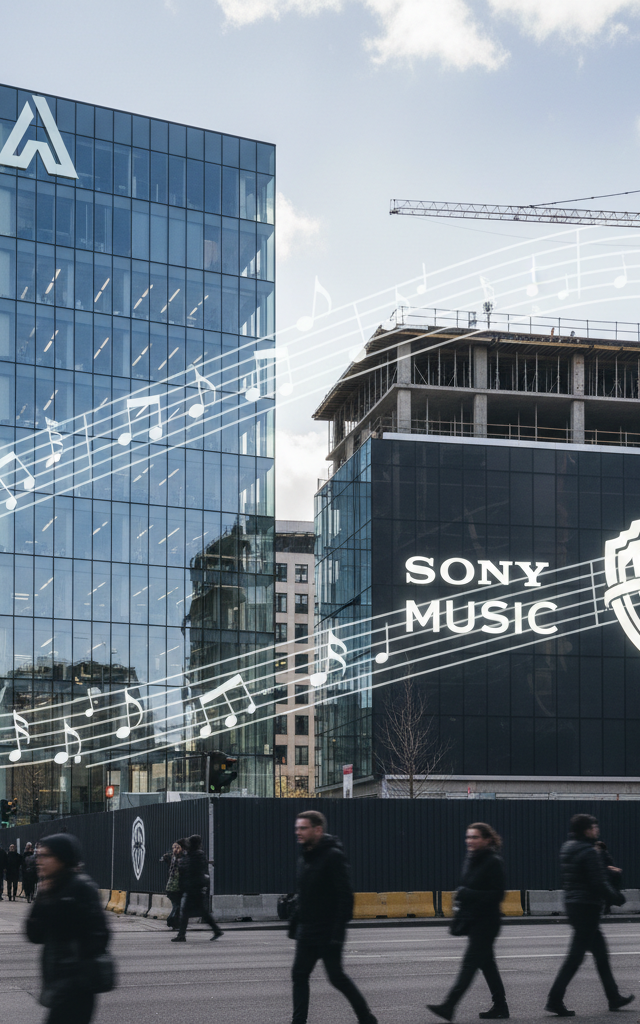 Sony and Warner Music Sue Anthropic Over Alleged 'Tens of Thousands' of Copyrighted Songs — AI-generated illustration