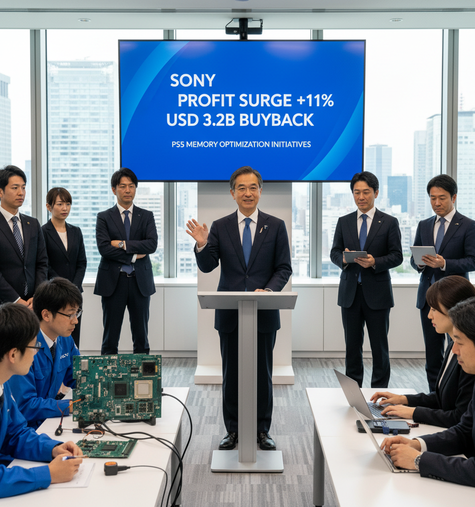 Sony Forecasts 11% Profit Surge, $3.2B Buyback Amidst PS5 Memory Challenges — AI-generated illustration