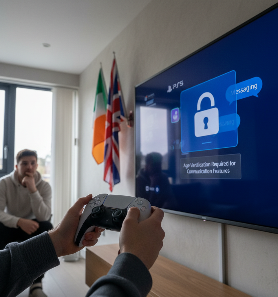 Sony Mandates Age Verification for PlayStation UK/Ireland: Gaming Communication Features Impacted — AI-generated illustration