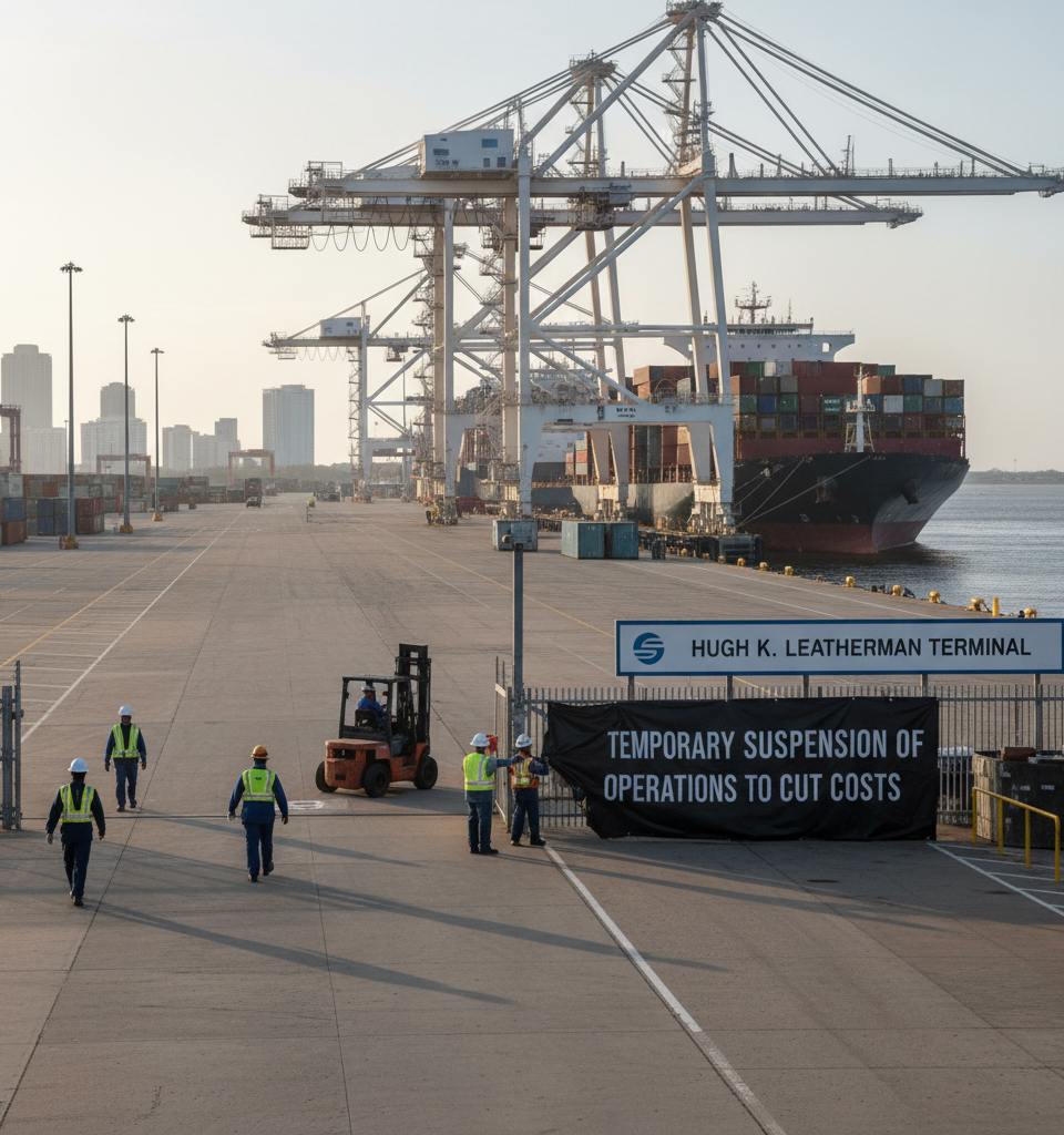 South Carolina Ports to Temporarily Suspend Leatherman Terminal Operations to Cut Costs — AI-generated illustration