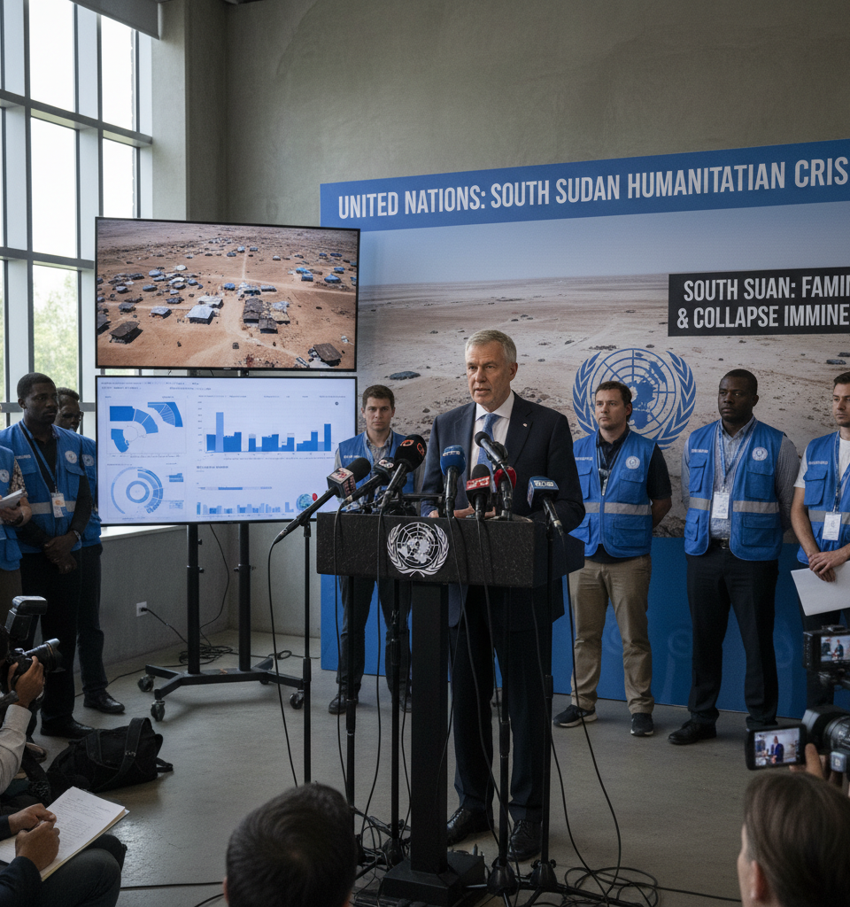 South Sudan on Brink of Catastrophic Famine and Collapse, UN Warns — AI-generated illustration
