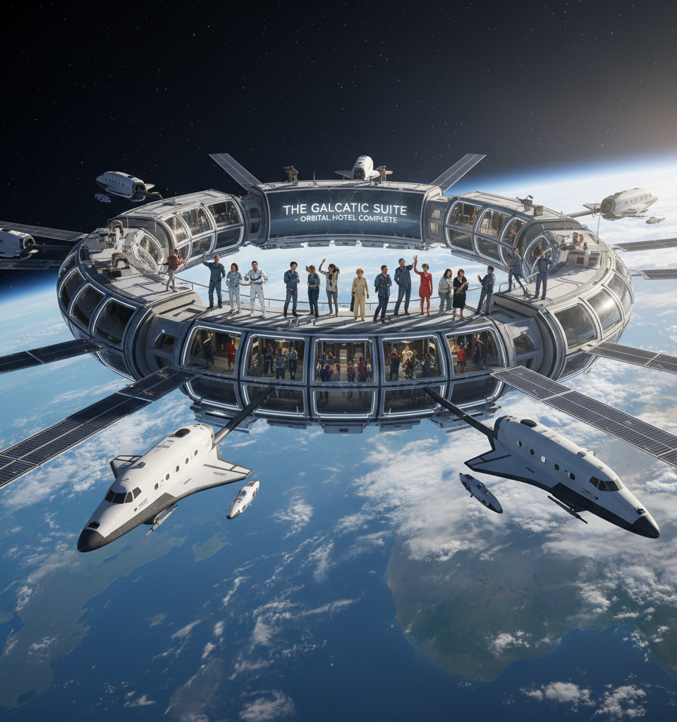 Space Tourism Industry Reaches New Milestone With Orbital Hotel Completion — AI-generated illustration
