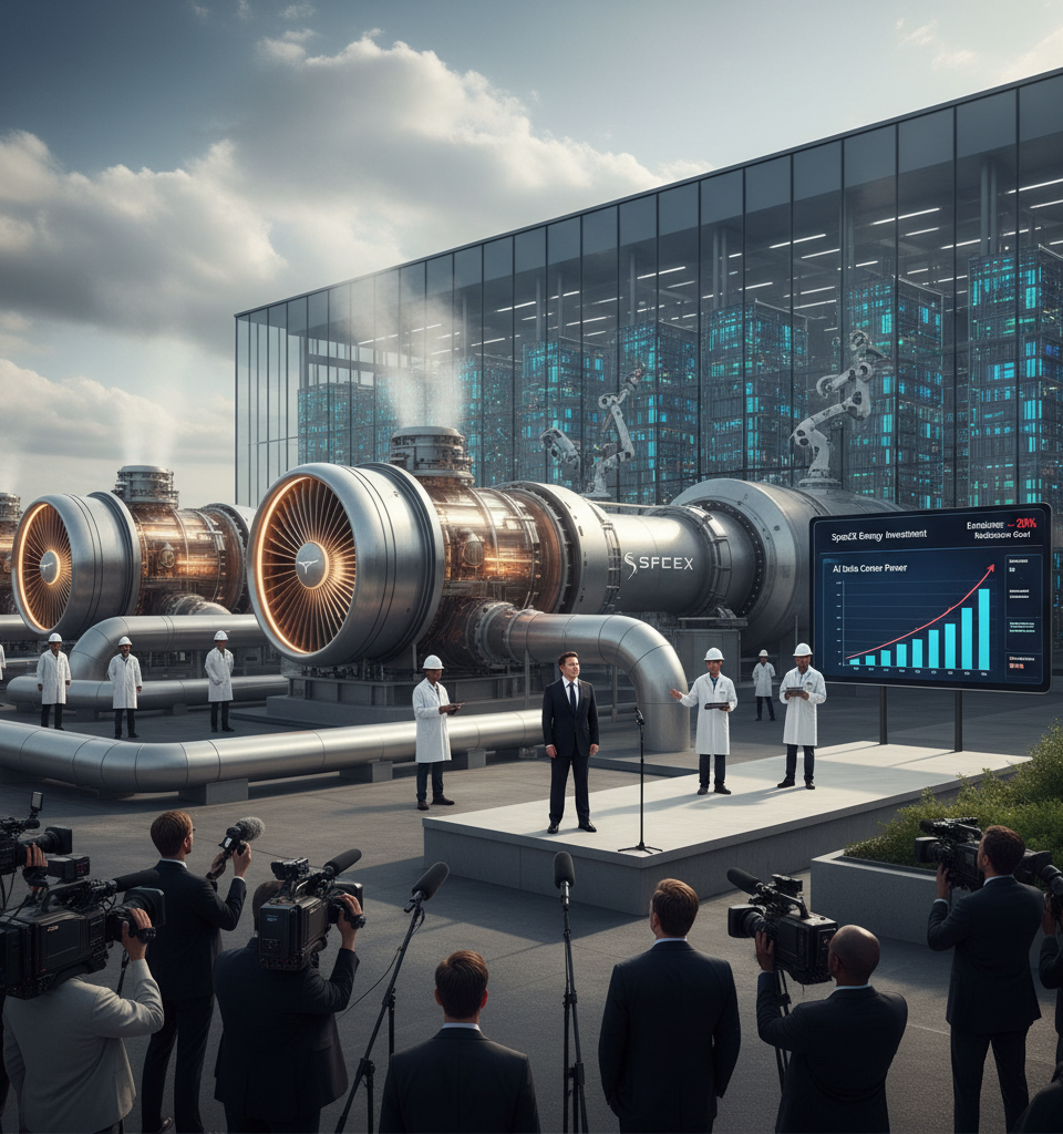 SpaceX to Invest $2.8 Billion in Gas Turbines for AI Data Centers Amidst Emissions Concerns — AI-generated illustration