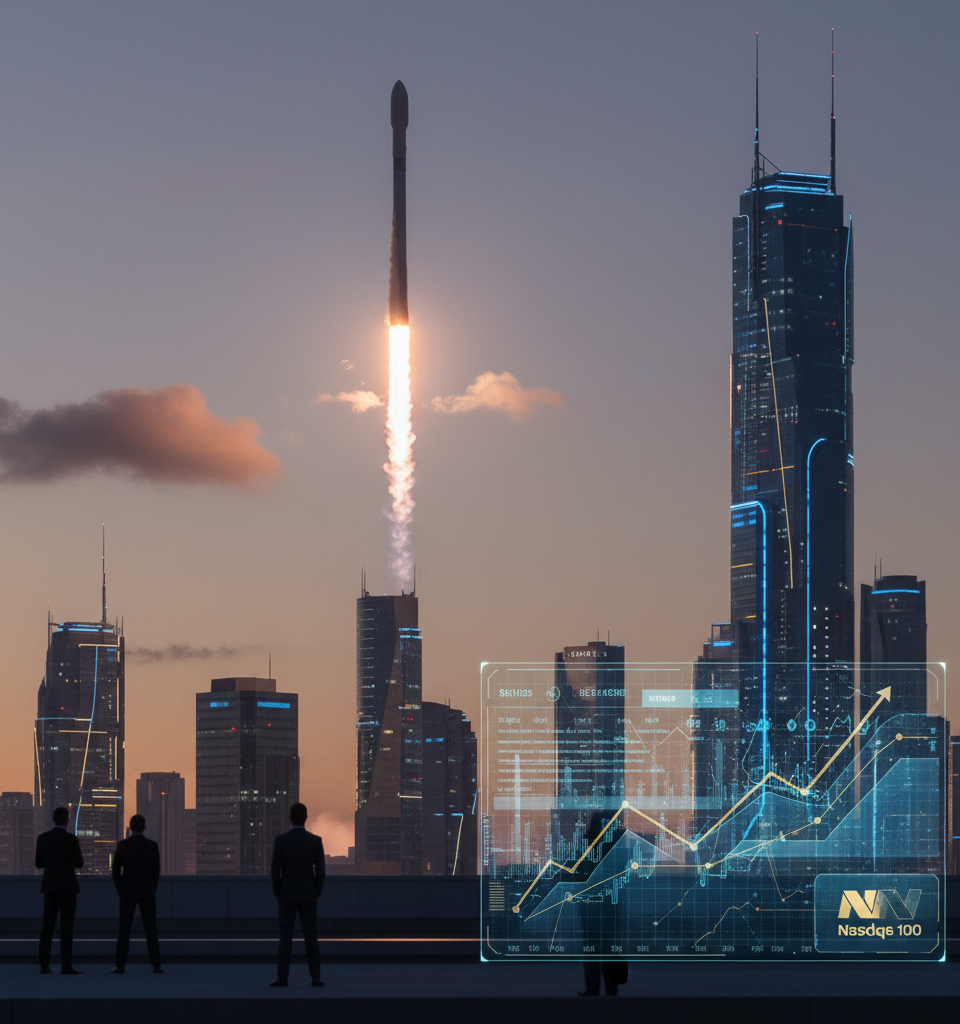 SpaceX to Receive Enhanced Weighting in Nasdaq 100 Index Rebalance — AI-generated illustration