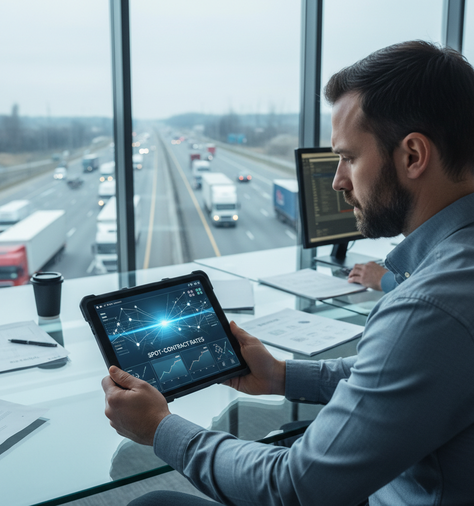 Spot-Contract Rate Convergence Challenges 3PL Profitability and Strategy — AI-generated illustration