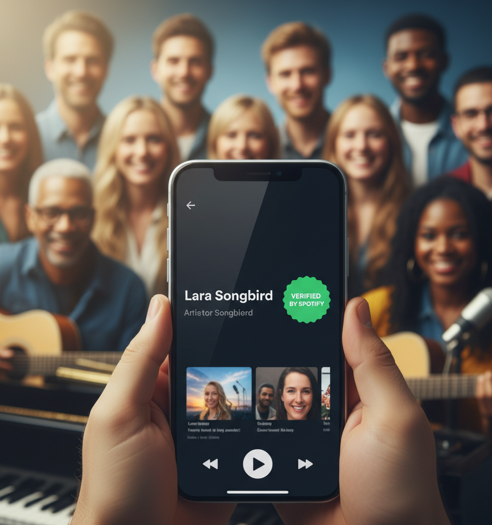 Spotify Launches 'Verified by Spotify' Badge Amidst AI Influx Crisis, Bolstering Human Artist Authenticity — AI-generated illustration