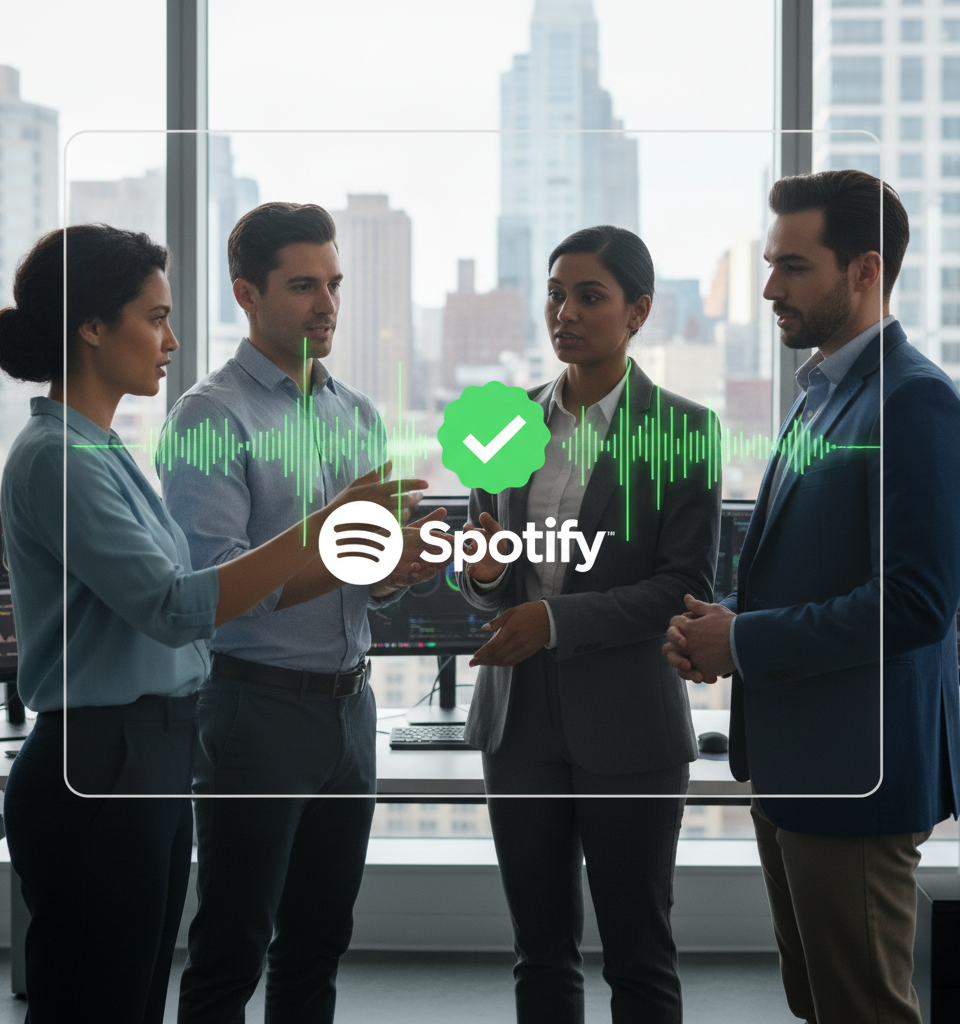 Spotify to Introduce Verification Badges for Podcasts Amid AI Content Concerns — AI-generated illustration