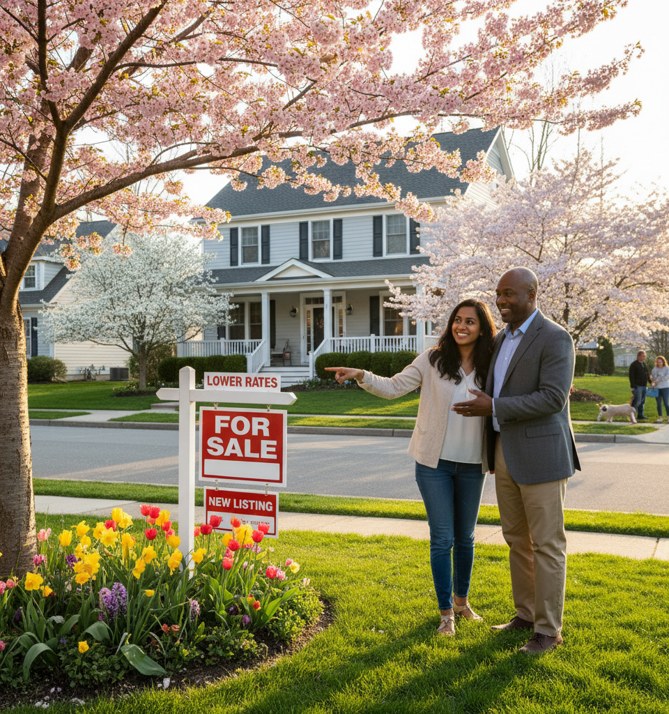 Spring Awakens Housing Market: Lower Rates & Surging Listings Offer Hope for Buyers — AI-generated illustration