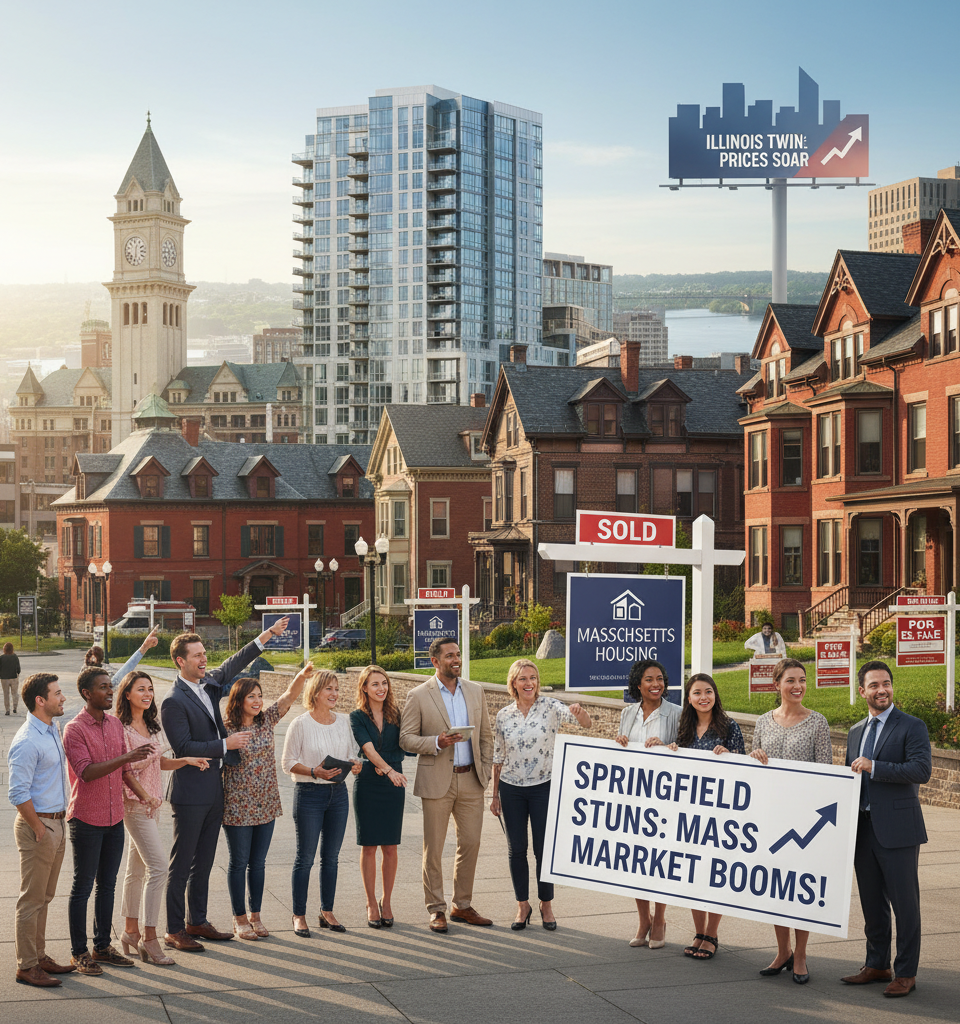 Springfield Stuns: Massachusetts Housing Market Leads Nation, Illinois Twin Sees Soaring Prices — AI-generated illustration