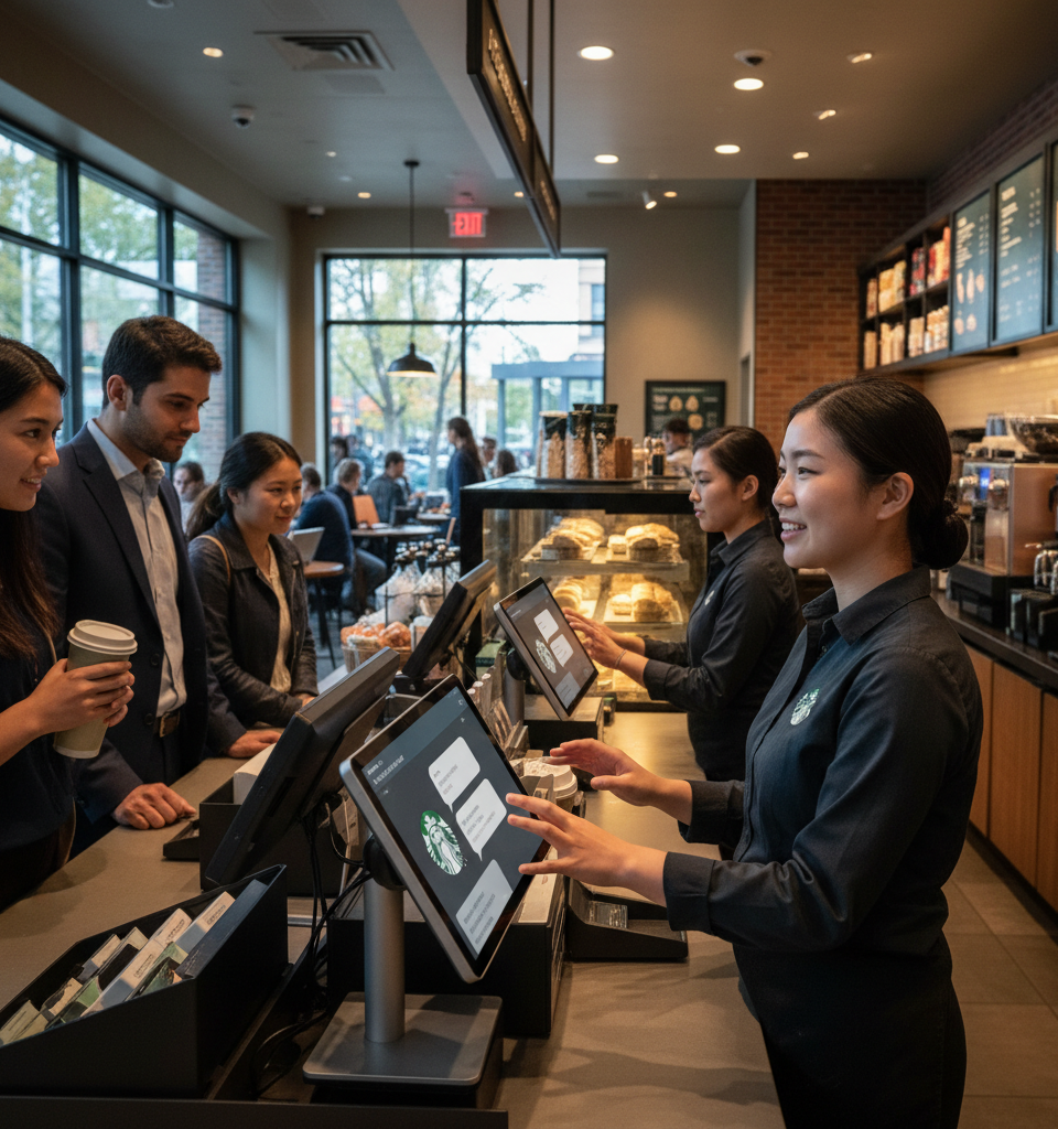 Starbucks Pilots AI Chatbots in Stores: A Potential 'Litmus Test' for Retail Automation — AI-generated illustration