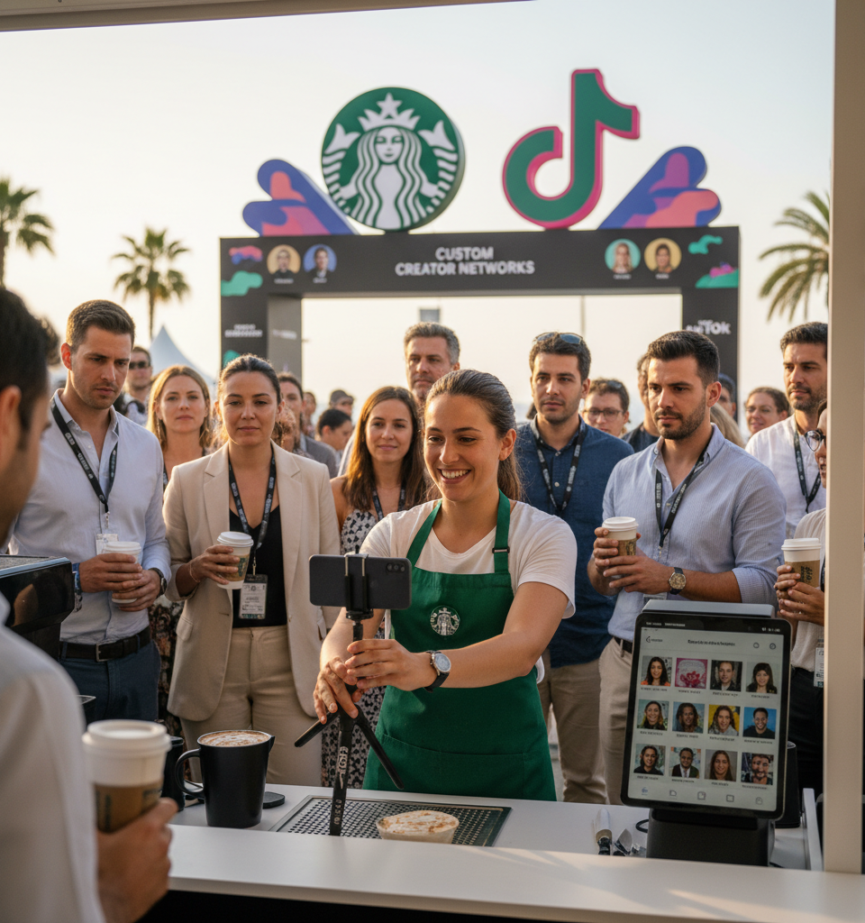 Starbucks Taps TikTok's New Custom Creator Networks for Pilot Ad Campaigns — AI-generated illustration