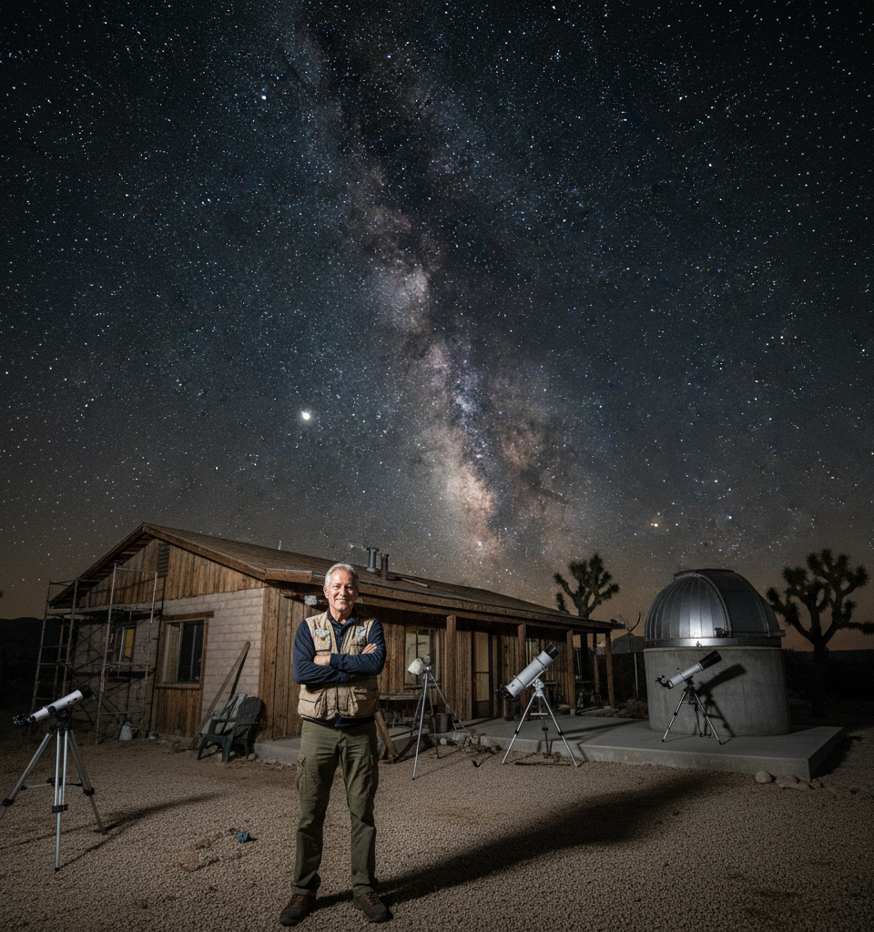 Stargazing Sanctuary: Engineer Transforms Desert Outpost into Astronomical Haven — AI-generated illustration