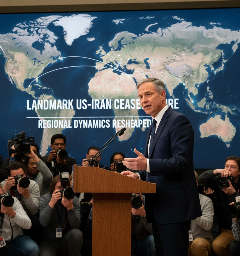 Starmer Heads to Middle East as Landmark US-Iran Ceasefire Reshapes Regional Dynamics — AI-generated illustration