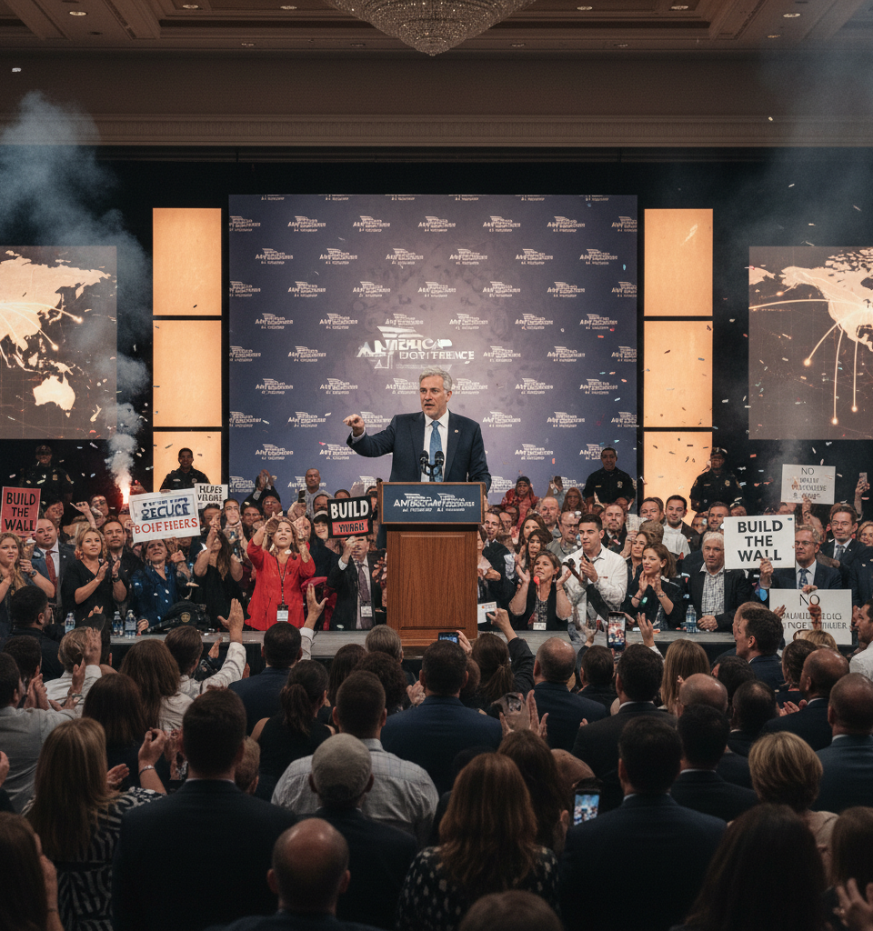 Stephen Miller Continues Shaping US Immigration Policy Amidst Societal Unrest — AI-generated illustration