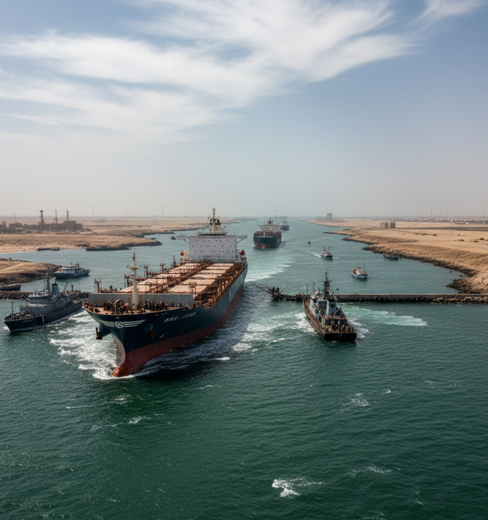 Strait of Hormuz Closure Threatens Fragile Resumption of Shipping Traffic — AI-generated illustration