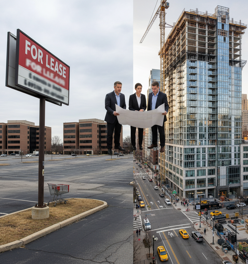 Suburban Philadelphia's Elusive Office-to-Residential Conversions: A Developer's Dilemma — AI-generated illustration