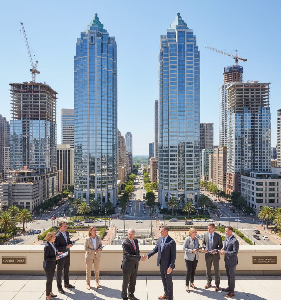 Sun Belt Office Market Surges: Cousins, Piedmont Report Robust Demand & Development Pipeline — AI-generated illustration