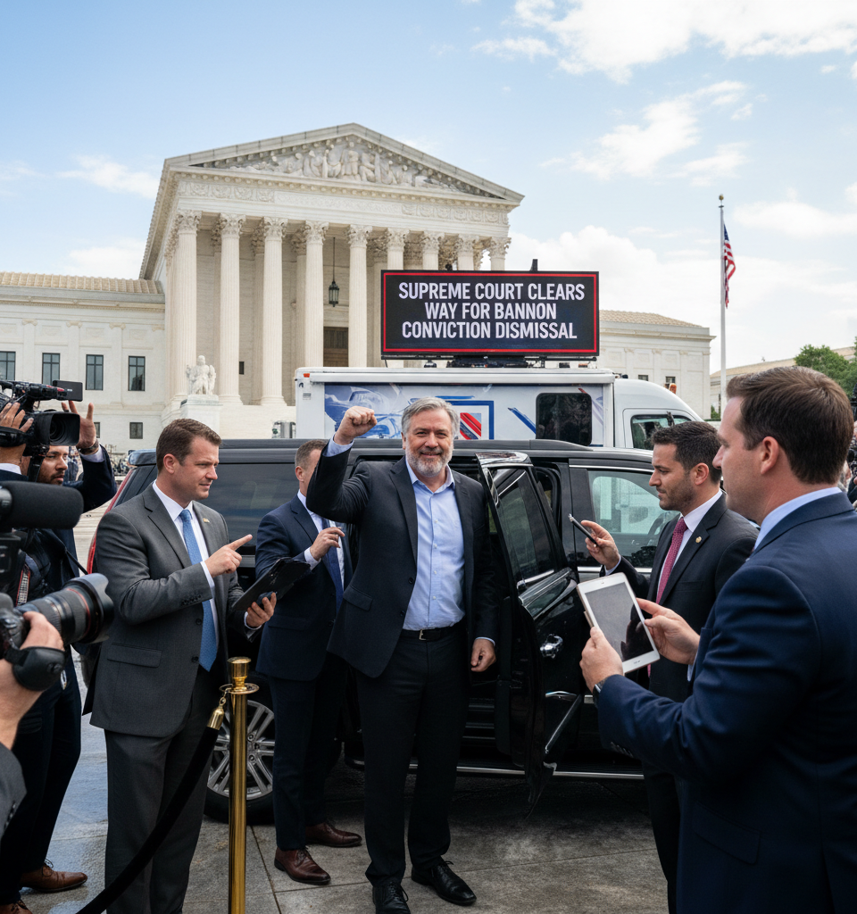 Supreme Court Clears the Way for Dismissal of Bannon Conviction — AI-generated illustration