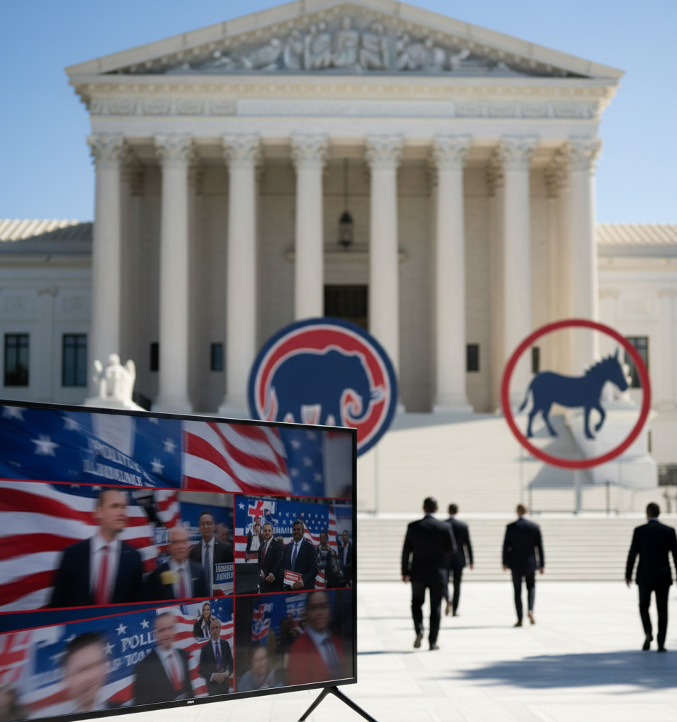 Supreme Court Mandates Discounted TV Ad Rates for Coordinated Political Campaigns — AI-generated illustration