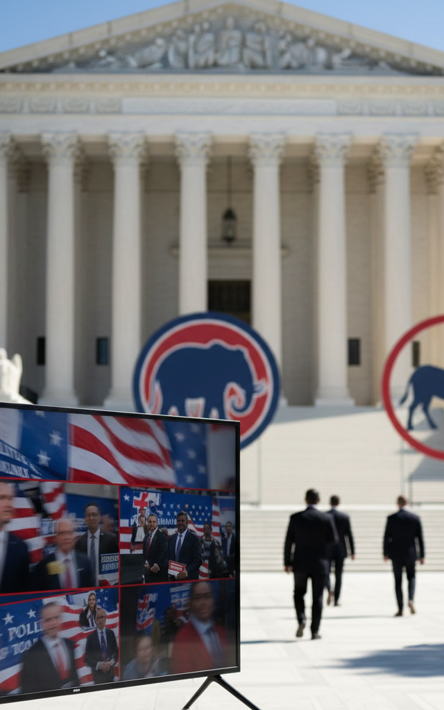 Supreme Court Mandates Discounted TV Ad Rates for Coordinated Political Campaigns — AI-generated illustration